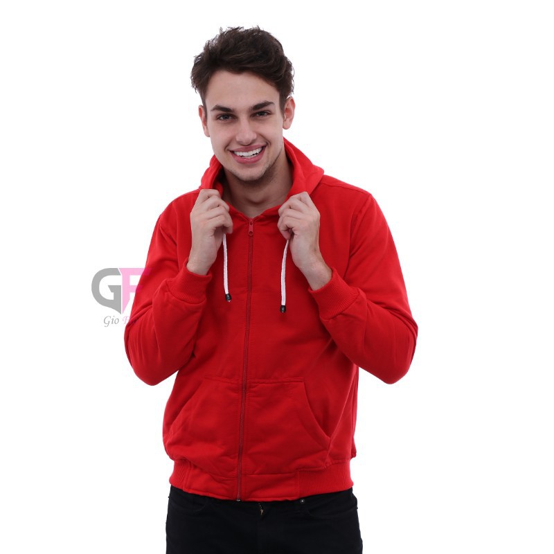 GIOFLO Jaket Hoodie Outdoor Pria Fashion Modis Merah Maroon / JAK 2218