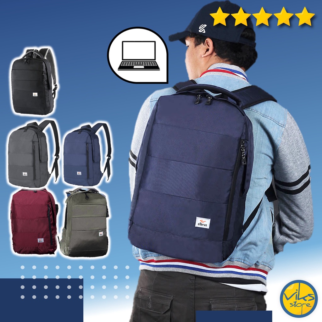 Tas Ransel Laptop 14Inch Elbrus Original Model Unisex Cewek Cowok Tas Punggung Backpack Tas Bahu Laptop 14inci