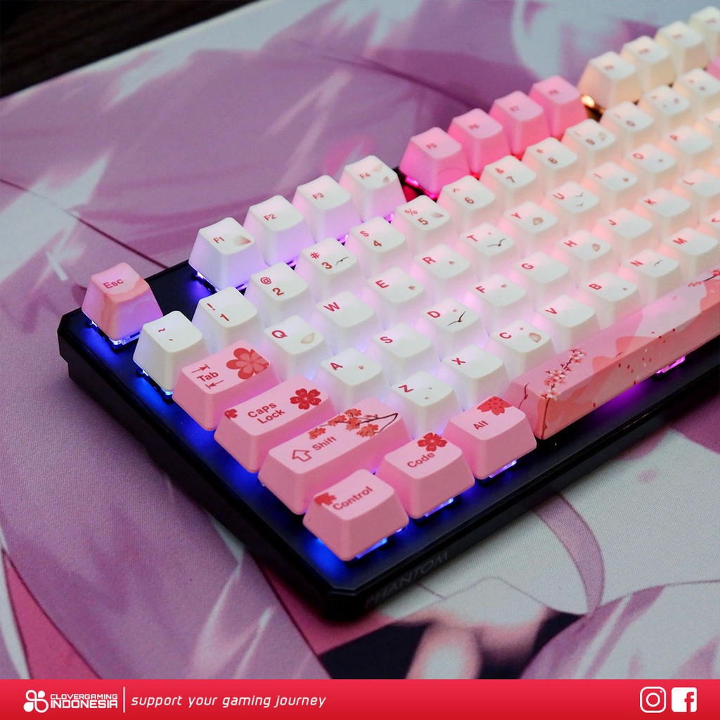 Keycaps Cherry Blossom Sakura PBT Dye Sub - for Mechanical Keyboard