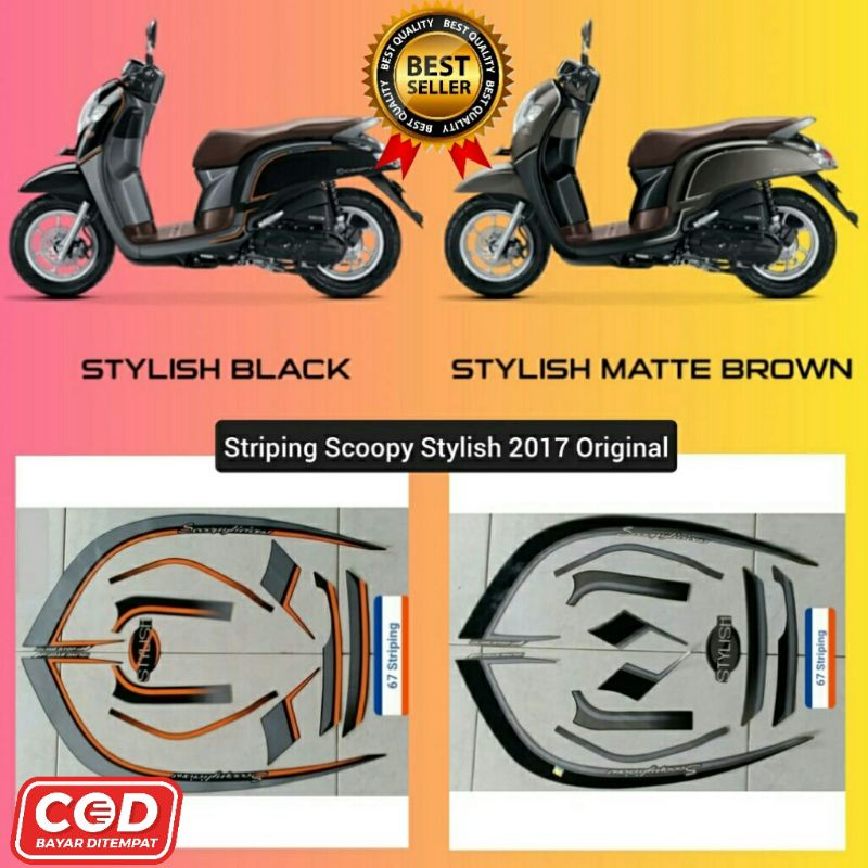 (ORI) stiker sticker Striping Lis Stiker Motor Honda Scoopy Stylish 2017