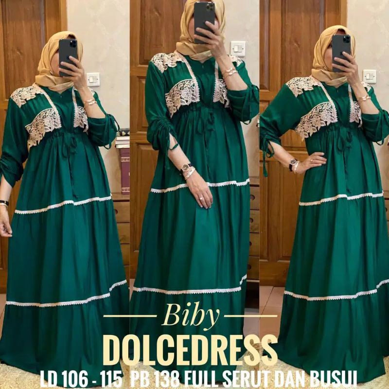 biby dolcedress /#daster renda, Dress arab-Hijau botol