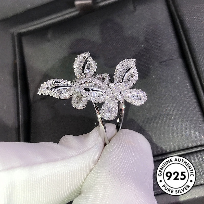 Cincin Silver S925 Bentuk Kupu-Kupu Aksen Berlian Butterfly