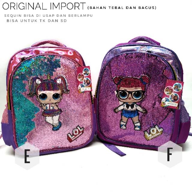 TAS ANAK CEWE LOL LAMPU USAP IMPORT / TAS SEQUIN LAMPU LOL