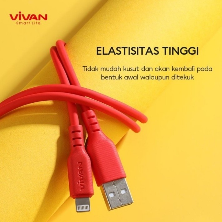 kabel data iPhone Vivan VSL100 Quick Charge KUNING-MERAH