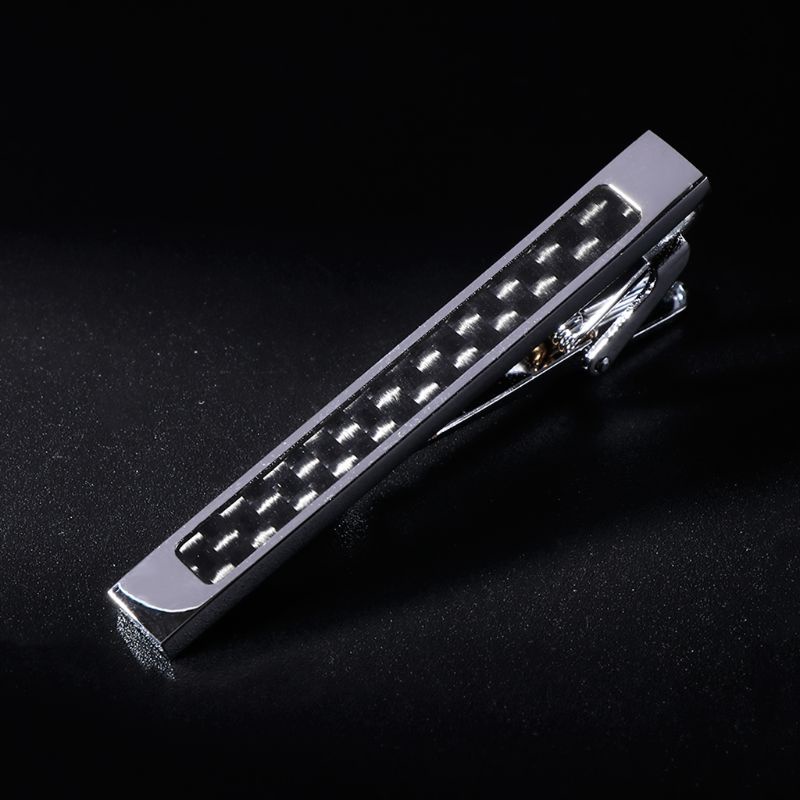 Siy 2pcs / Set Klip Dasi Bahan Carbon Fiber Gaya Klasik Untuk Pria