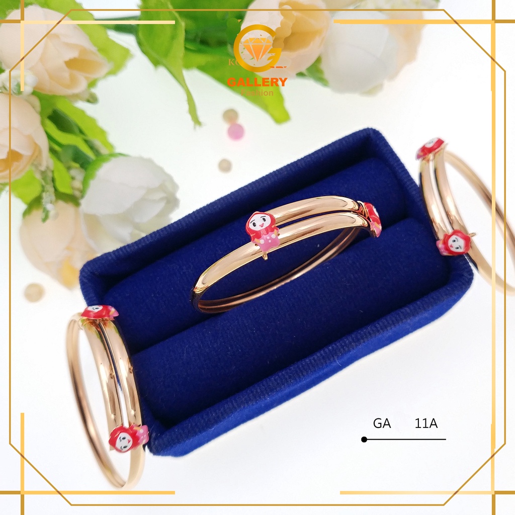 GELANG BANGLE ANAK BAYI EMAS ASLI KADAR 700%/16KARAT KODE GA1011A GA1011B MODEL ANAK PEREMPUAN BERHI
