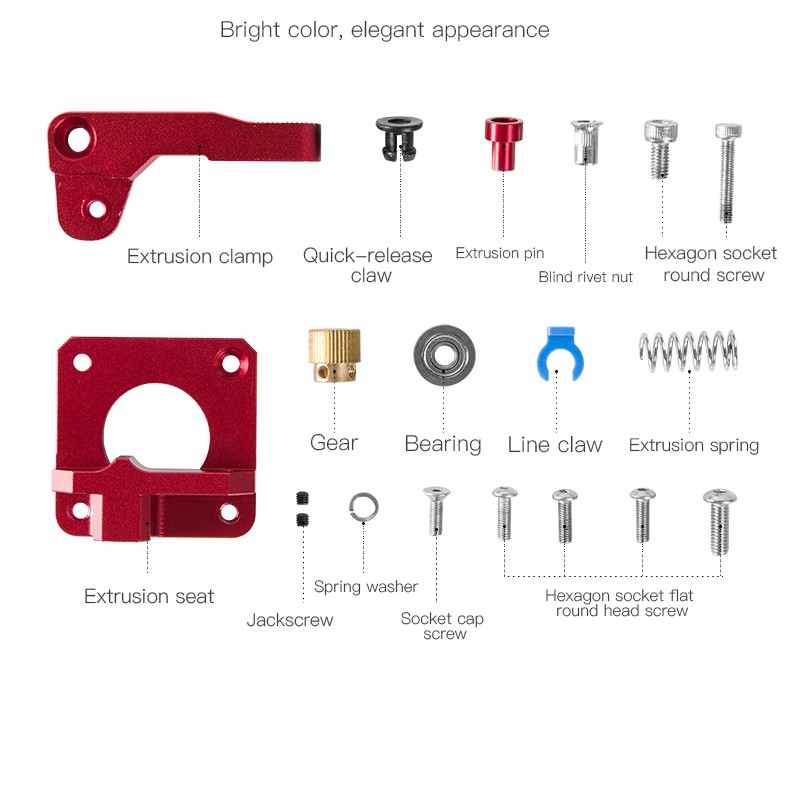 INDOCART MK8 All Metal Extruder Kit 3D Printer Creality Red