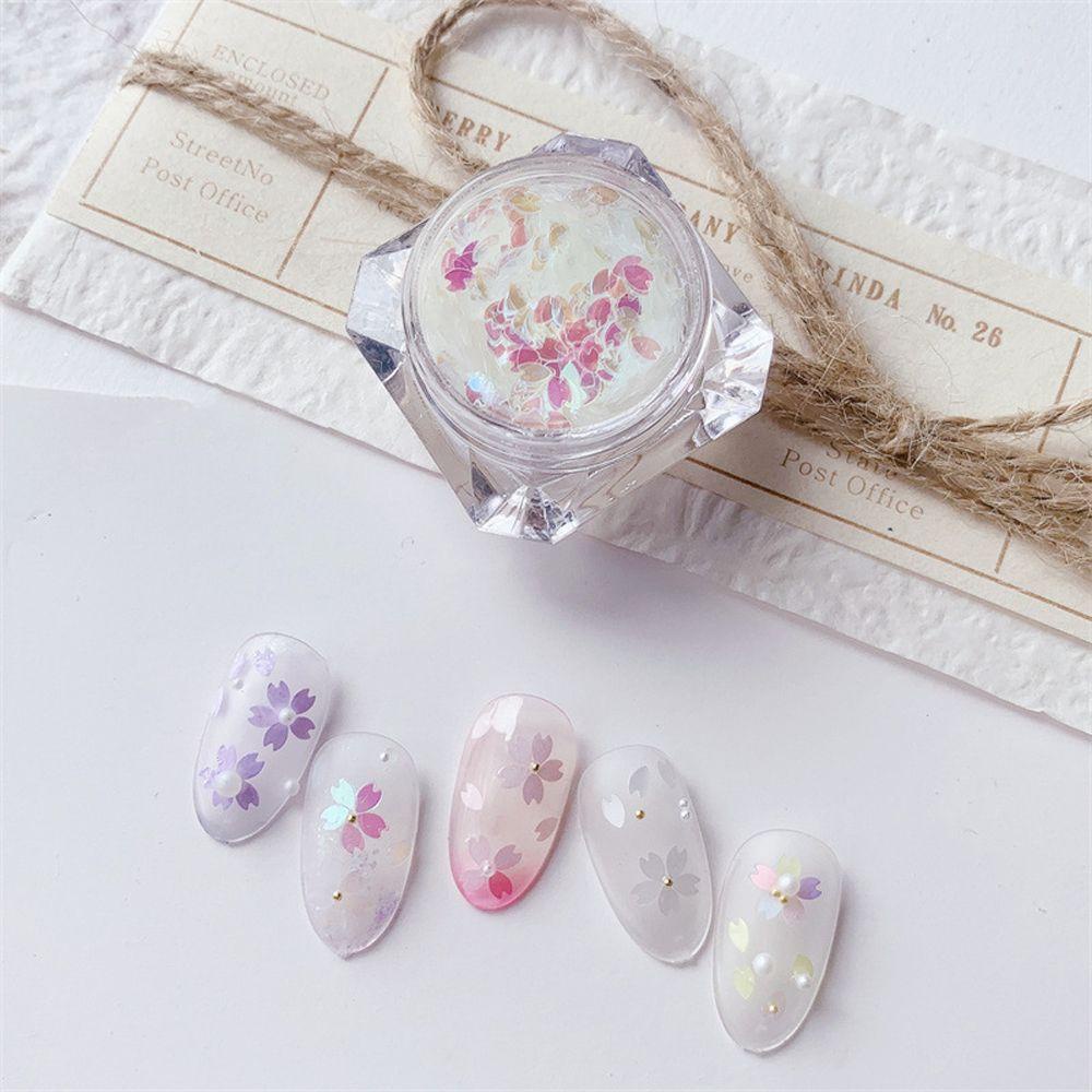 Mxbeauty Sakura Kuku Payet Warna-Warni Fashion Manicure Aksesori DIY Kerajinan Spangles Gel Charms 3D Nail Art Dekorasi