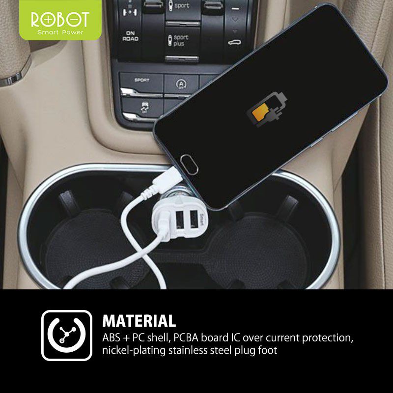 Car Charger 3 Usb Port Fas Charging 4.8A.Charger mobil 3usb port Robot