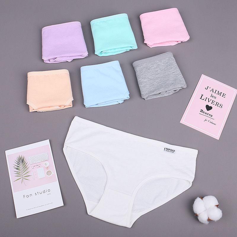 5pcs set Celana  Dalam  Brief Sexy Bahan Katun Warna Polos 