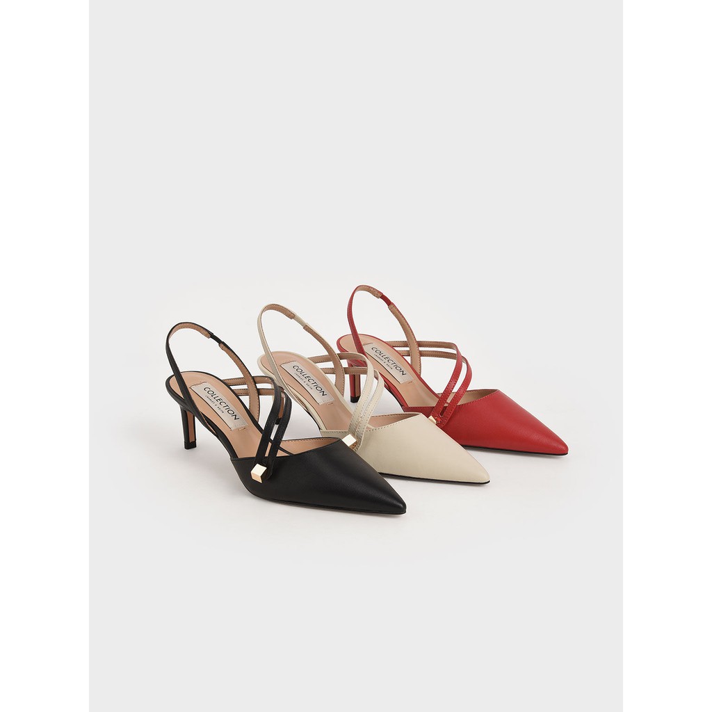 Cnk Asymmetric Strap Slingback Heels Ck Shoes Sepatu Heel Hak Pump Wanita C*k C&k 05