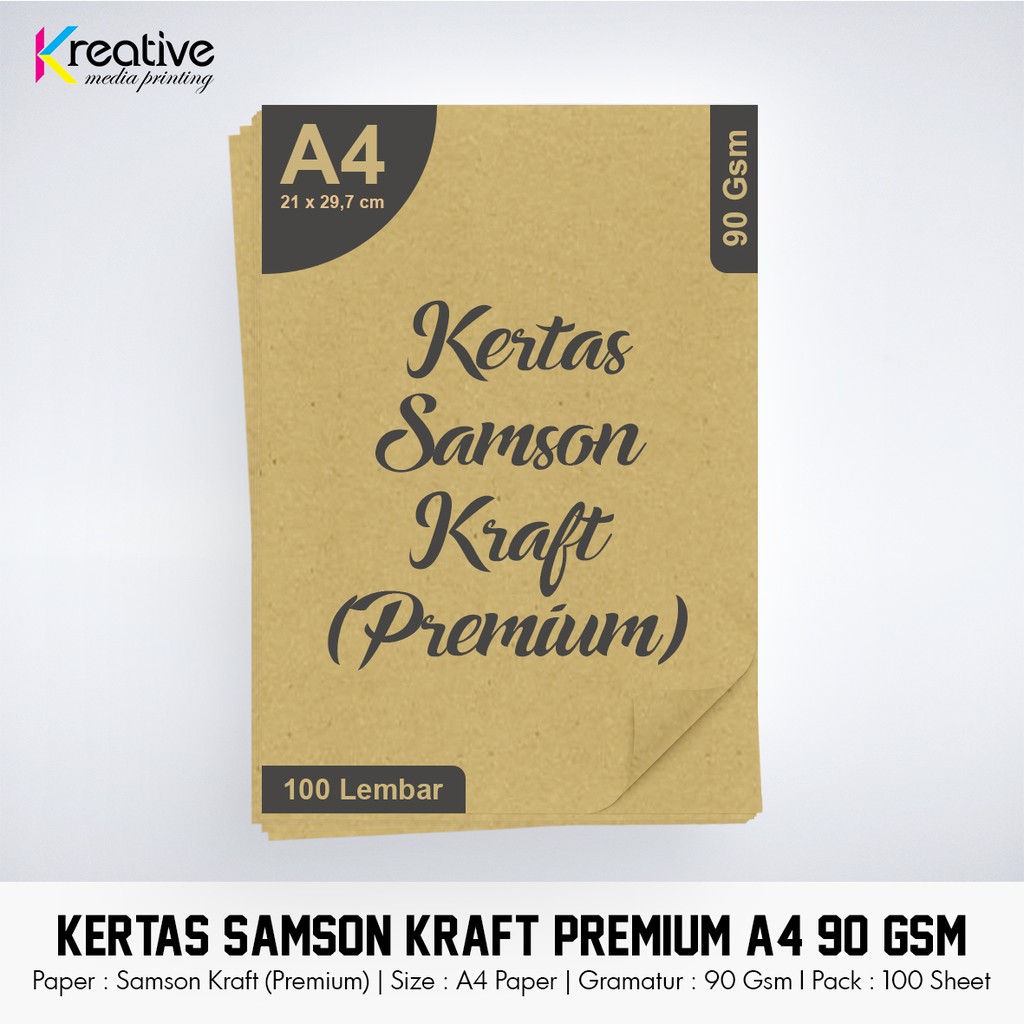 

Kertas Samson Kraft Premium (A4 / 90 gsm / 1 pack = 100 lbr)