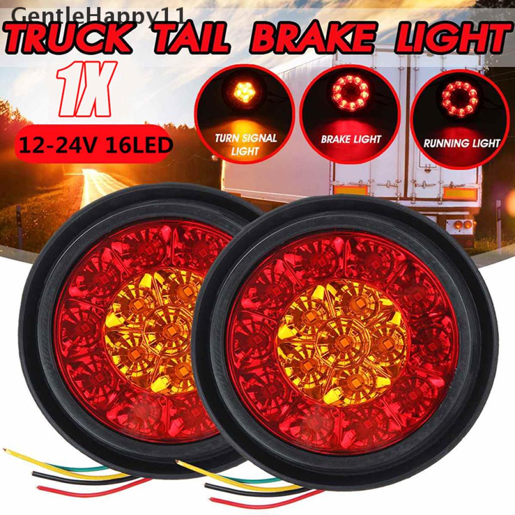 Gentlehappy 4 &quot;Bulat Merah/Amber 16-LED Truk Trailer Rem Stop Sein Lampu Ekor