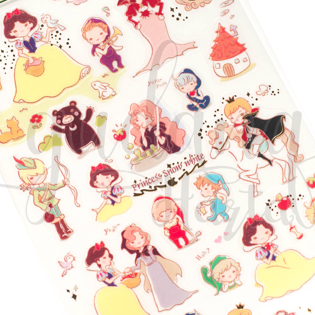 Stiker Funny Sticker Korea Lucu Unik DIY Scrapbook Karakter Princess Putri Salju Mermaid GH 303002