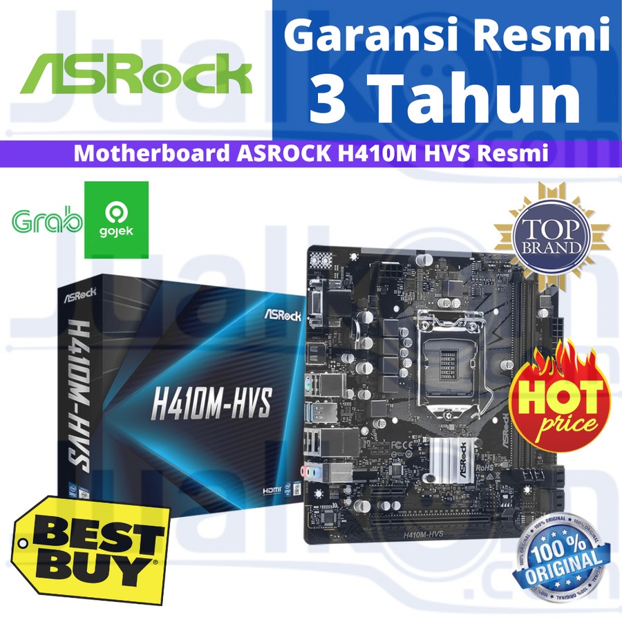 Motherboard ASROCK H410M HVS LGA 1200 DDR4 USB3.2 SATA3 RESMI