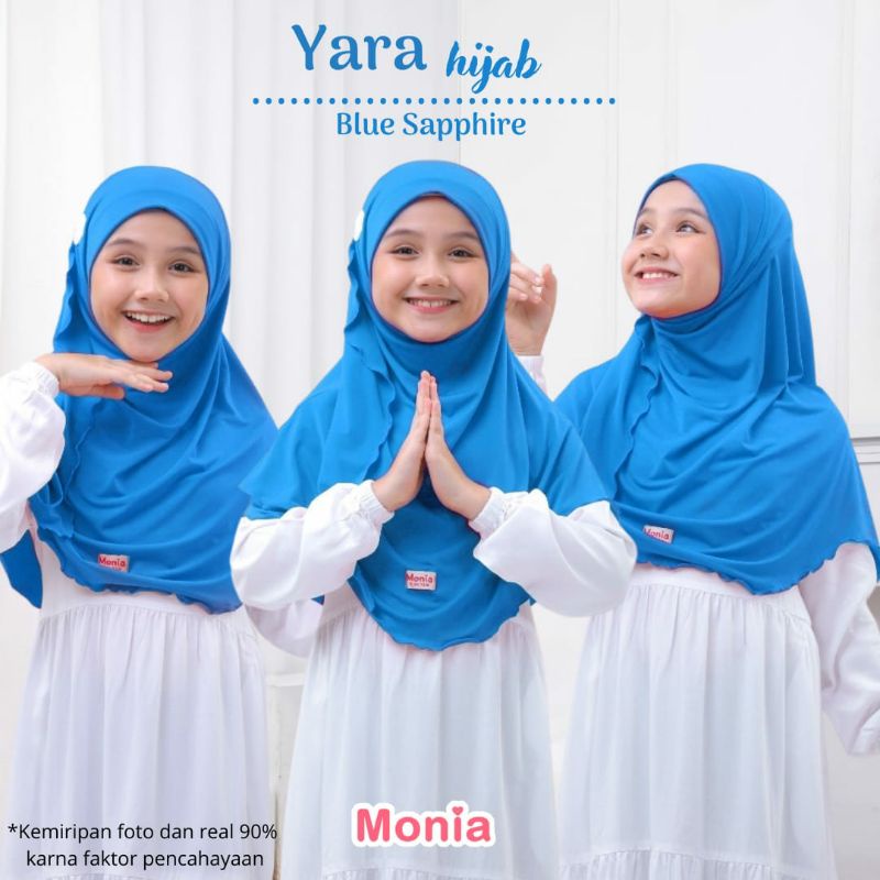 Yara Hijab by Monia Hijab Kids Blue Sapphire size MLXL | Hijab Instant Terbaru