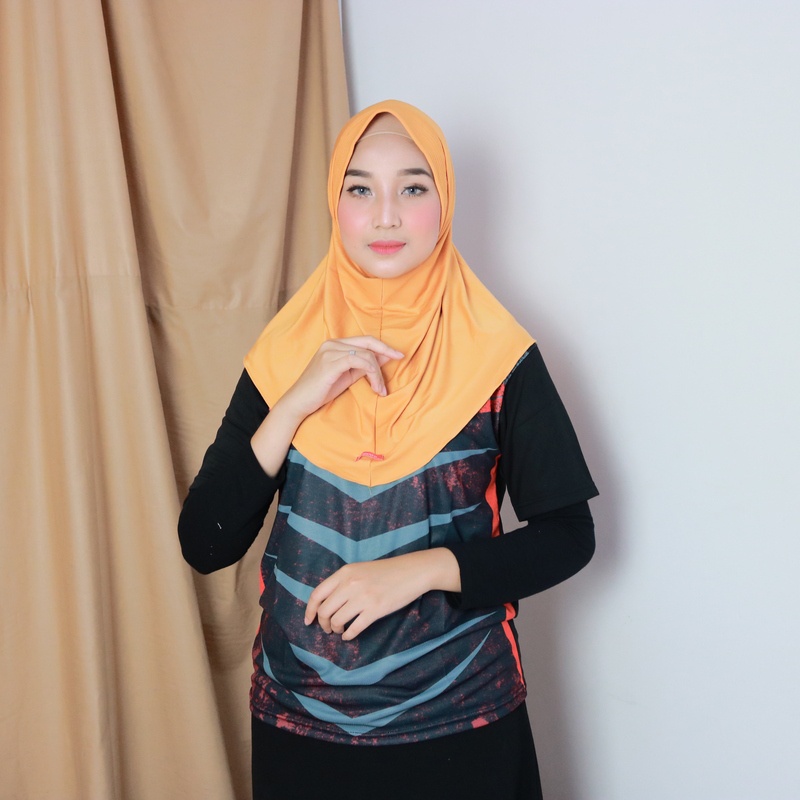 Jilbab sport - Jilbab Instan Hijab Sporty Jersey Premium Olahraga Volly Basket Futsal By Shamira-mustard