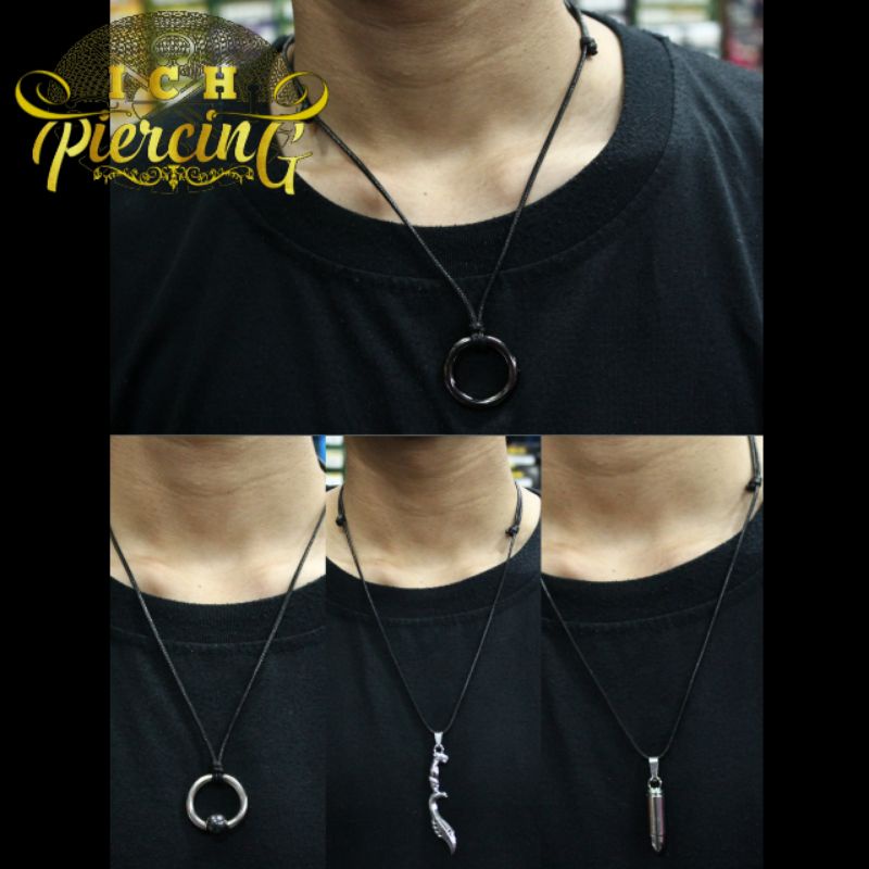 IP-BG Kalung Metal 3D Tali Korea Glossy Untuk Pria &amp; Wanita