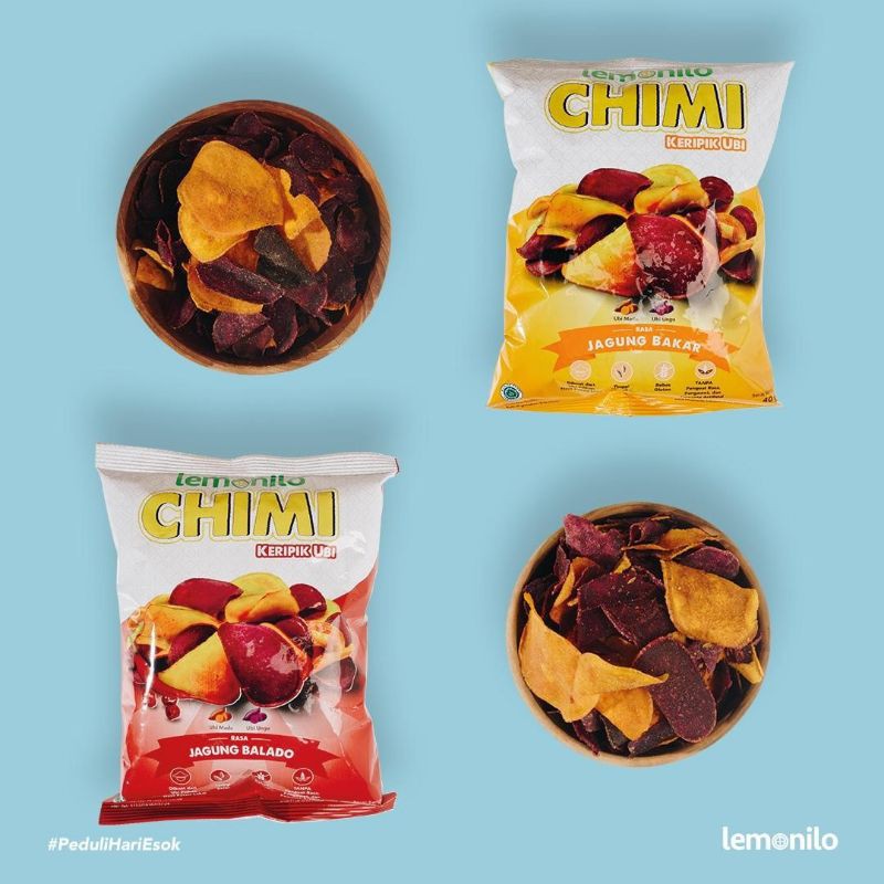 

Lemonilo Chimi (Chips Alami) Keripik Ubi 40 gr Rasa Jagung Bakar / Jagung Balado | Her Basil