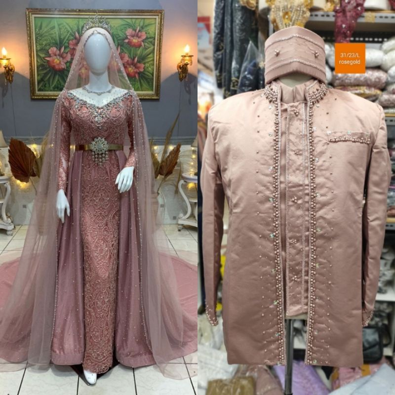 CAUPLE TERLARIS GAUN DRESS JUBAH BEREKOR |BAJU PENGANTIN TERBARU|KEBAYA DRESS COUPLE|GAUN DRESS MUSLIMAH