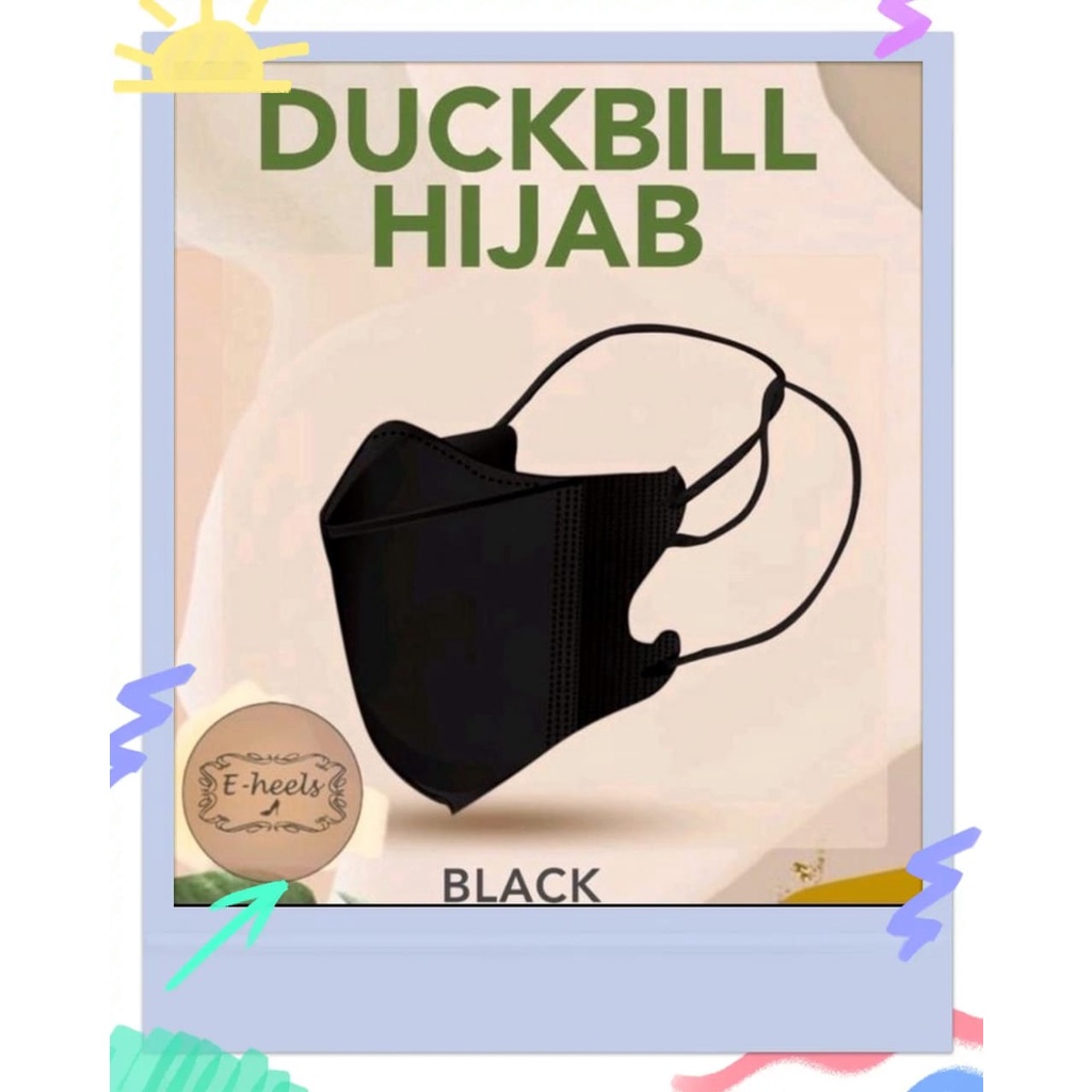 Masker DUCKBILL HIJAB DEWASA Face Mask Masker 3ply Duck Bill Disposable Mask 50PCS Hitam Putih