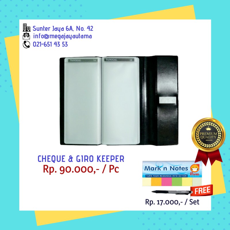 

cheque and giro keeper + Free Mark n Notes + Joyko Pen GP-290