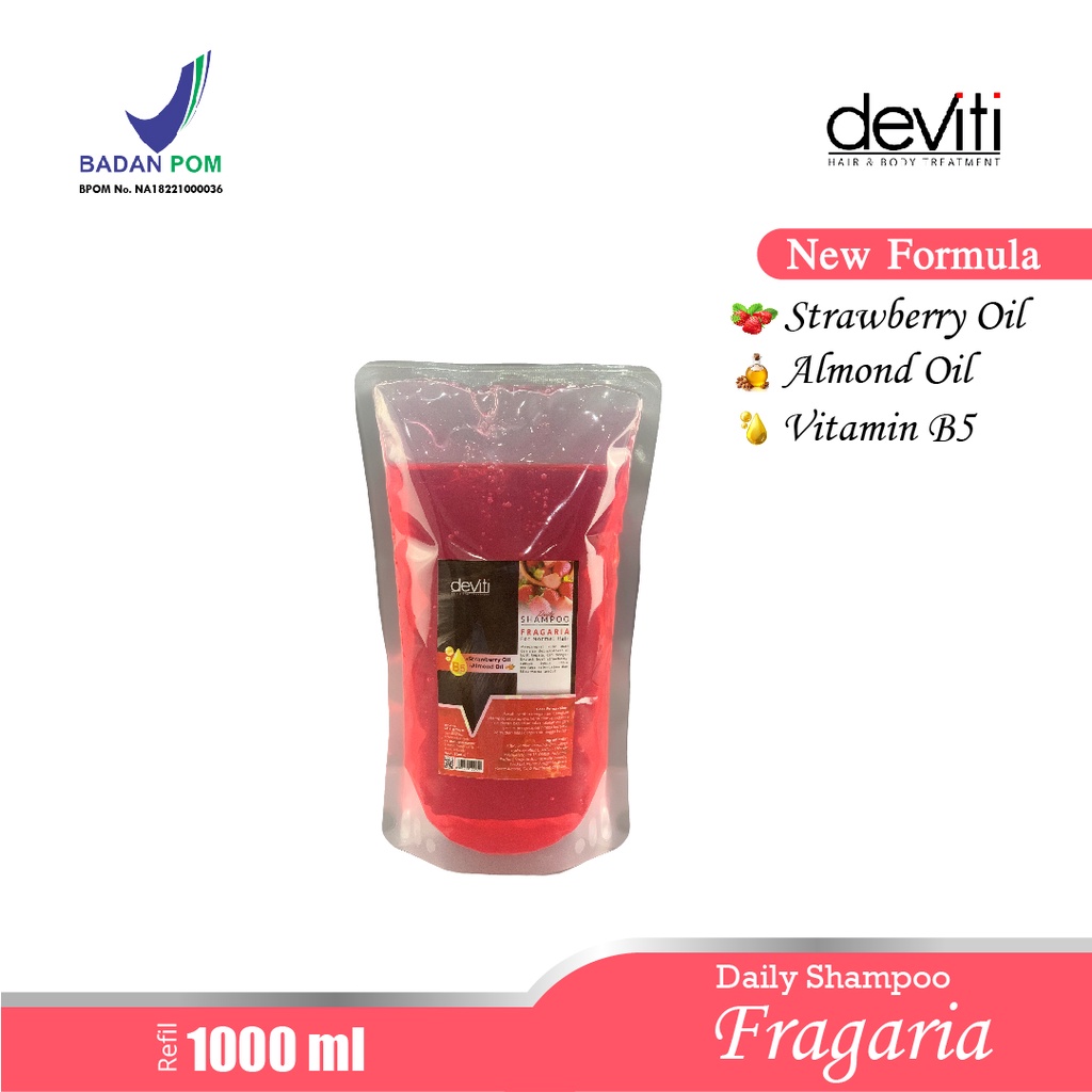 Deviti Refill Shampoo Aroma Extract Fragaria 1L Perawatan Rambut Kusam