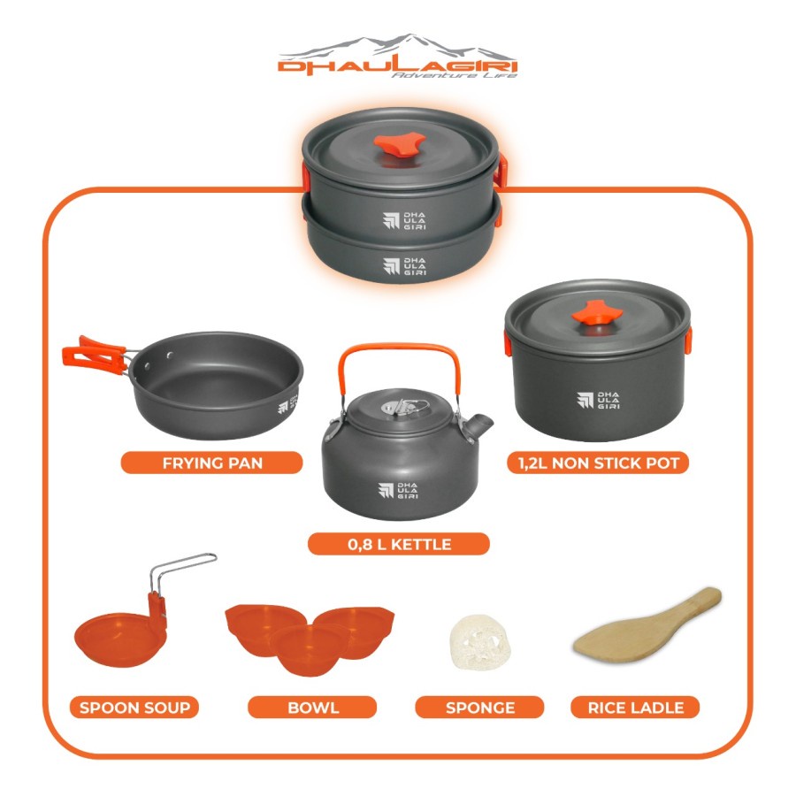 Cooking Set DH400 Dhaulagiri Peralatan Masak Outdoor Camping Praktis