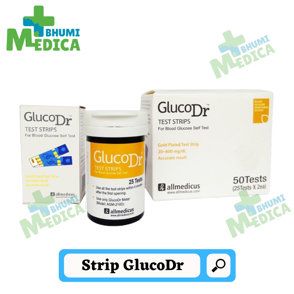 Strip Tes Cek Gula Darah Gluco Dr Blood Glucose Stick Test untuk GlucoDr Biosensor AGM-2100 (Code8)
