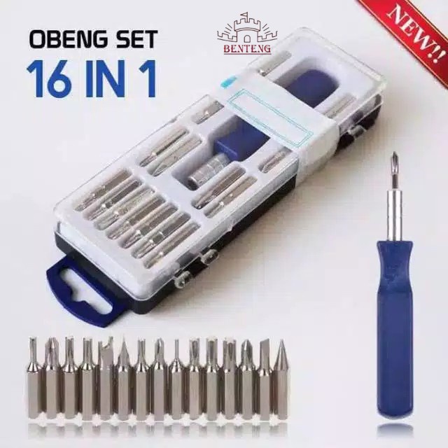 Obeng Set 16 IN 1 Mini ToolKit Screwdriver Handphone Elektro V2