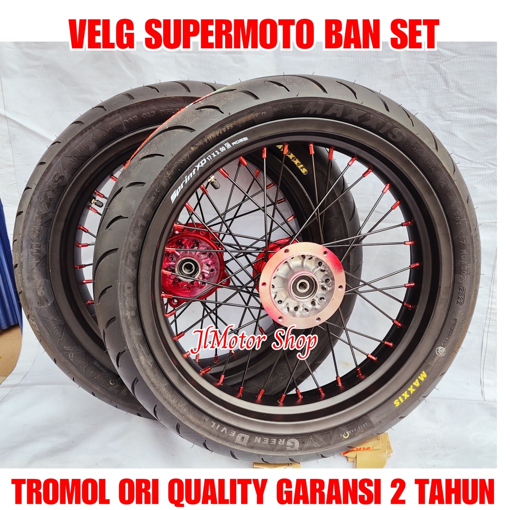 PAKET PELEK VELG BAN SET SUPERMOTO HONDA CRF150 CRF 150 L CRF150L PLUS BAN MAXXIS IRC ZENEOS FREE PIRINGAN CAKRAM REQ Top 1 -  WHELLSET WHEELSET VELG SUPERMOTO CRF 150 CRF150 L CRF150L