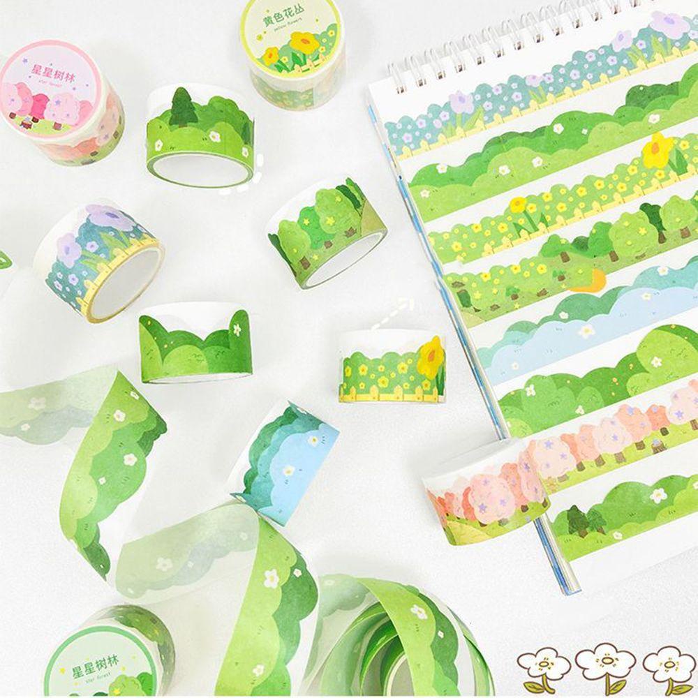 Lanfy DIY Scrapbook Stiker Korea Manis Alat Tulis Stiker Scene Kolase Girlish Hadiah Awan Hutan Bunga Kertas Decals