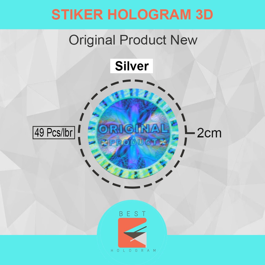 

Pkt [NEW] Stiker Hologram 3D Original Product silver 2 cm - segel rusak sarang tawon -20 lbr
