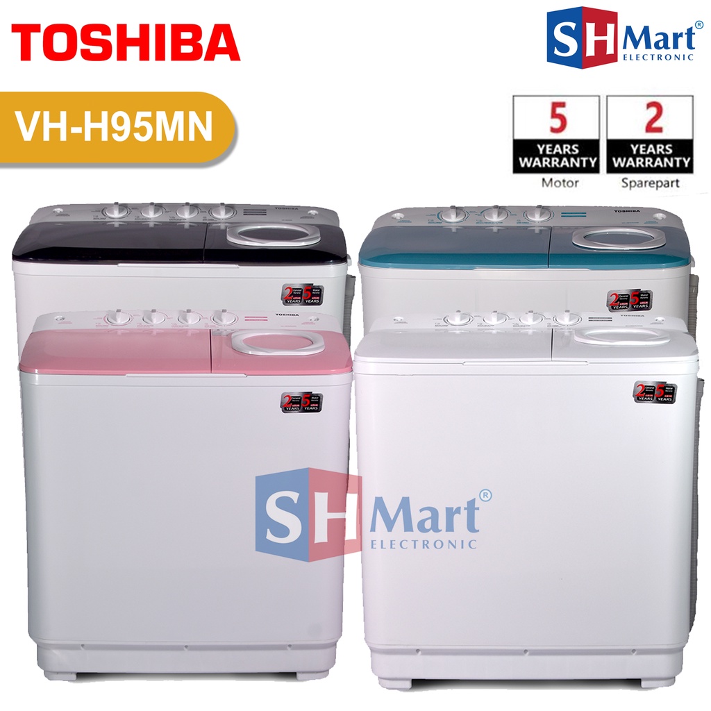 MESIN CUCI 2 TABUNG 9,5 KG TOSHIBA VH-H95MN / VH-H95WB / VH-H95WR / VH-H95WW GARANSI RESMI (MEDAN)