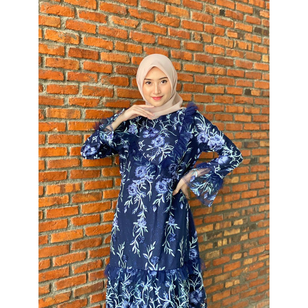 PROMO GAMIS PESTA CETAR / LONG GAMIS TULLE BORDIR / GAMIS PESTA
