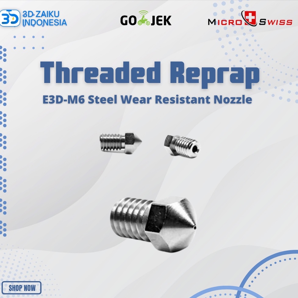 Micro Swiss E3D-M6 Threaded Reprap Steel Wear Resistant Nozzle