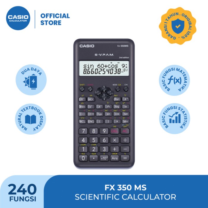 

Casio Fx-350Ms 2Nd Ed - Kalkulator Sekolah - Scientific - 240 Fungsi