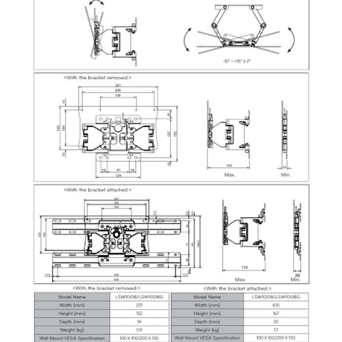 BRACKET TV 32 29 28 26 24 22 20 INCH ORIGINAL LG MADE IN KOREA