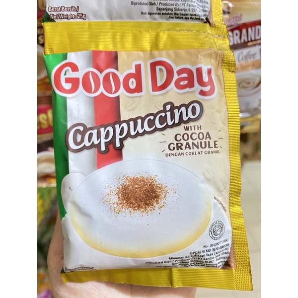 

Good day cappuccino with cocoa granule isi 10 sachet