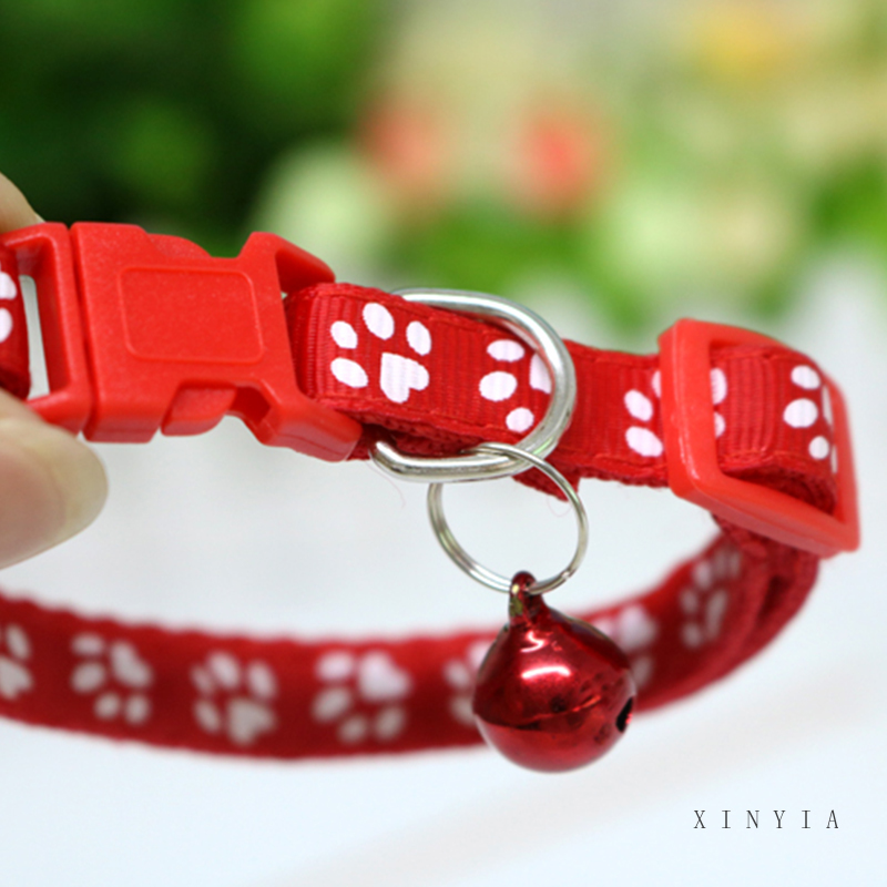 Adjustable Pet Cat Dog Puppy Glossy Reflective Collar Safety Buckle Bell Strap