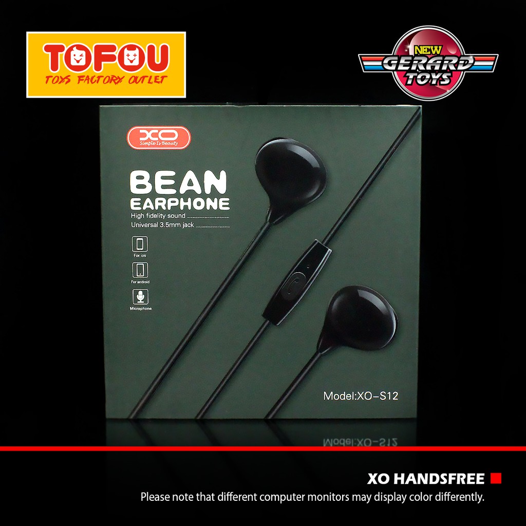 XO Handsfree Earphone S12 Black Original Murah