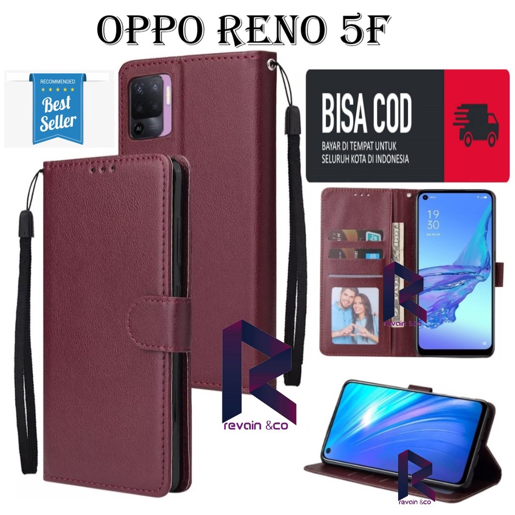 OPPO RENO 5F SARUNG KULIT FLIP WALLET LEATHER KULIT PREMIUM SARUNG BUKA TUTUP FLIP CASE OPPO RENO 5F