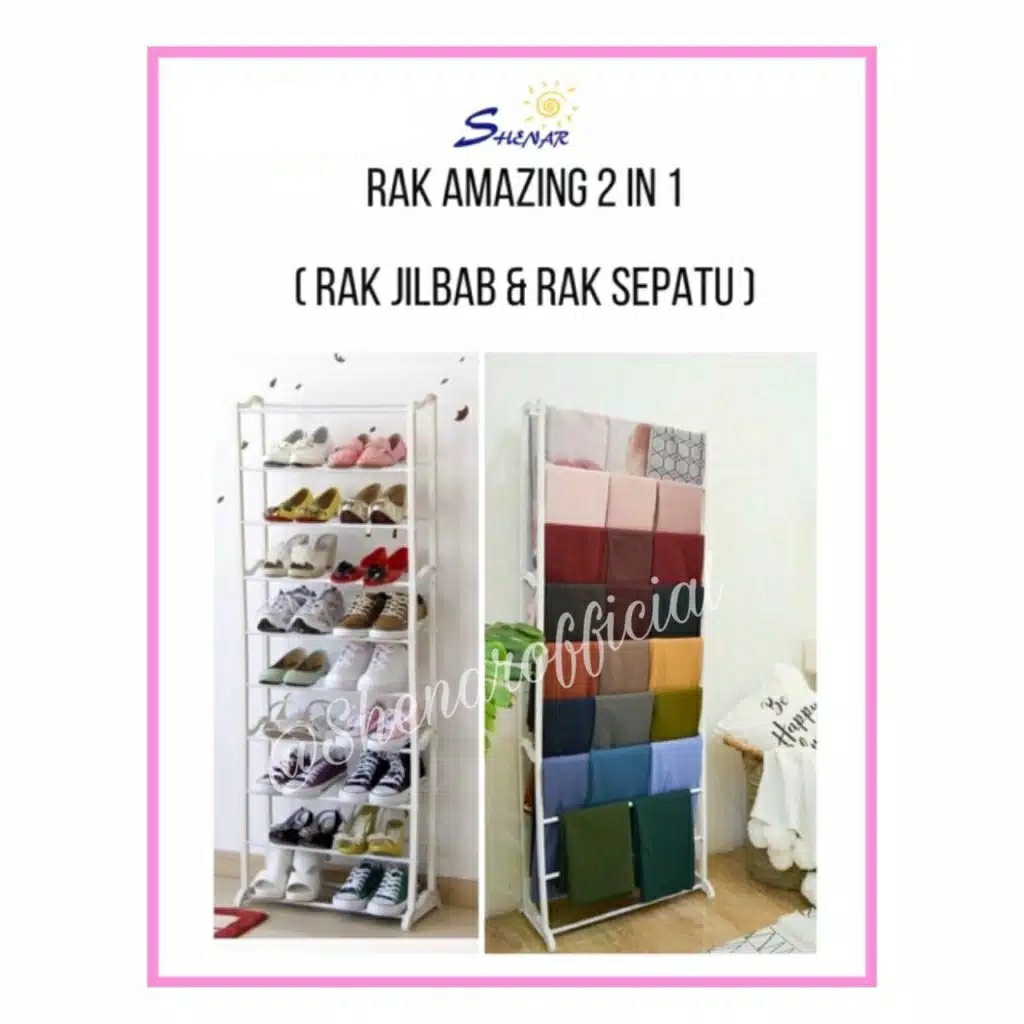 Rak Kerudung Rak Jilbab Multifungsi / Rak Gantung Serbaguna Ukuran 51 x 24 x 140 cm