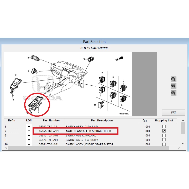 switch assy., epb &amp; brake hold saklar parkir rem tangan crv turbo 2018 2019 2020 2021 35355-TME