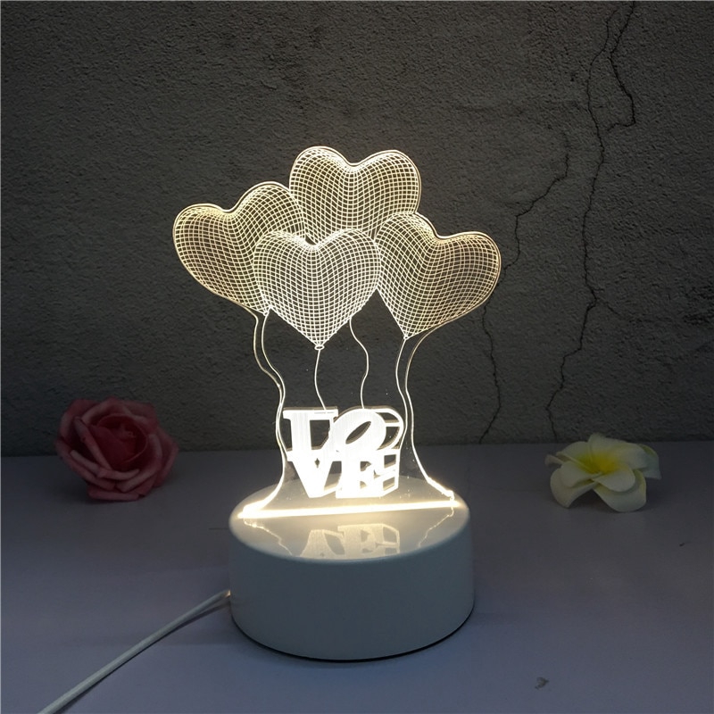 Lampu Akrilik 3D Kreatif Lampu Malam LED Novelty Illusion Night Lamp 3D Illusion Lampu Meja Untuk Lampu Hias Rumah