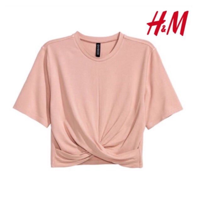  Kaos  Wanita Hnm H M  Divided Short Jersey Top Baby Pink 