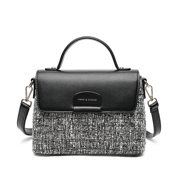 HANA Lucia Tweed Sling Bag HN047 - Black
