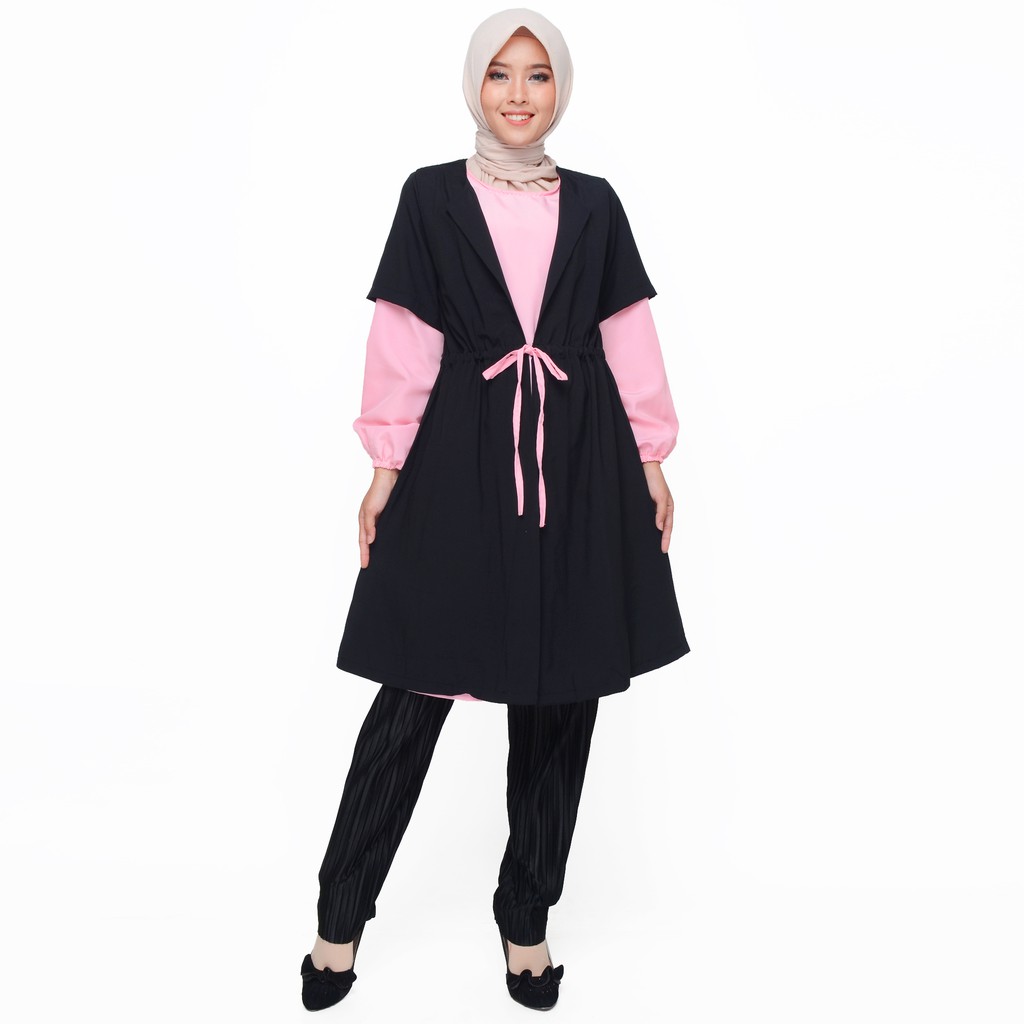 Tunik double layer muslim wanita kombinasi warna model terbaru - XSHOP Rosalie