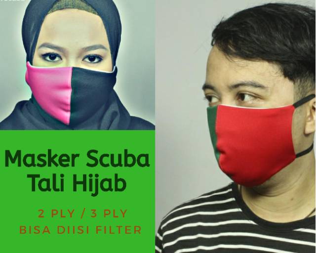 Masker Duckbill 2Ply / 3Ply - Masker 3D Hijab - Masker Hijab tebal isi tissue - Masker Scuba Fashion