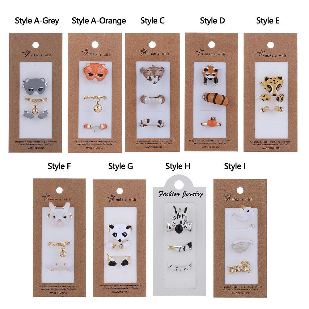 Lily Animal Set Cincin Wanita Pria New Creative Fashion Cute Cat